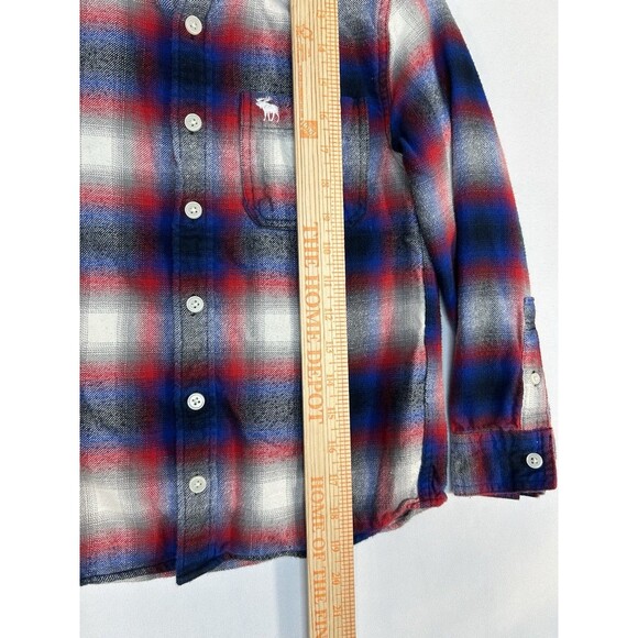 Abercrombie Kids Youth Button Up Flannel Shirt Long Sleeve Red Plaid Size 7/8 - Picture 8 of 10